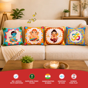 Juego de 4 Almohadas de Felpa Ultra Suaves con Módulo de Audio Integrado, Diseño Mantra Chanting Divine, Hechas con Tela Premium - Product Image 4