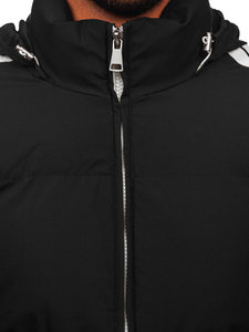 2024 veste matelassée en nylon avec logo personnalisé pour hommes long manteau d'hiver noir fermeture à glissière grande taille toile tissu Style bulle - Product Image 5