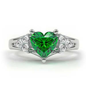 Anillo de Compromiso Ajustable con Corazón de Esmeralda AD, Anillos de Cristal con Diseño de Amor - Product Image 1