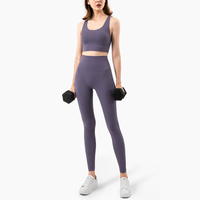 Setelan pakaian olahraga wanita, Set Yoga wanita, pakaian olahraga tanpa kelim, Set pakaian kebugaran Gym musim panas 2 potong