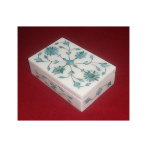 กล่องใส่เครื่องประดับสำหรับงานเทศกาลรอมฎอนดีไซน์ลายดอกไม้ประดับมุกฝังหินอ่อนรูปทรงสี่เหลี่ยมผืนผ้า - Product Image 1