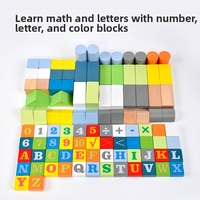 Juego de 100 Bloques de Construcción de Madera, Bloques de Apilamiento Montessori, Juguete de Construcción de Números y Alfabeto para Niños Pequeños, Aprendizaje Preescolar