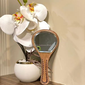 New Genuine Tooled Leather Compact Handle Held Pocket <b>Mirrors</b> High Quality Custom Design Cowgirl Western Makeup <b>Travel</b> Accessory - Product Image 4