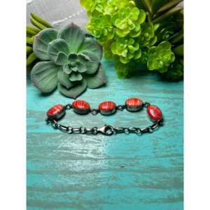 Handmade Navajo Fashion <b>Cuff</b> <b>Bracelet</b> Spiny Oyster & Sterling <b>Silver</b> - Product Image 2