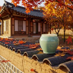 Vaso ovale decorativo per la casa in ceramica Celadon candele profumate di lusso - Product Image 5