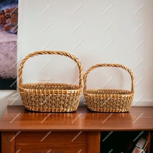 Regalo de mimbre de alta calidad, cesta de Picnic, cesta de frutas, regalo de fruta ovalado, almacenamiento de Navidad y Pascua, cestas de mimbre tejidas con asa - Product Image 3