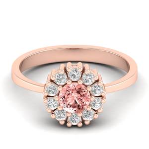 REYES 925 Sterling <b>Silver</b> GRA Certified VVS Moissanite Ring Round Brilliant Cut 0.5 Carat Morganite Gemstone Delicate Rings - Product Image 5