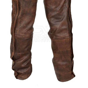 Utilisation à l'extérieur Chaps en cuir respirant de couleur unie Chaps en cuir délavé pour hommes Vente à chaud Chaps en cuir - Product Image 3