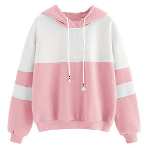 Sudadera con capucha para mujer Suéter de manga larga Jersey Fleece Drop Shoulder Sudadera con capucha a rayas Mujer - Product Image 6