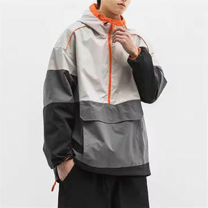 Chaqueta de exterior de talla grande para hombre, informal, transpirable, personalizada, impermeable, cortavientos, anorak, con cierre de cremallera para correr - Product Image 5