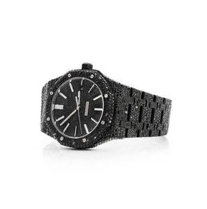 นาฬิกาเพชร Moissanite ประดับเพชรมาใหม่นาฬิกาข้อมือสายหนังสุดหรูสำหรับผู้ชายสายหนังสไตล์ฮิปฮอปไม่เหมือนใคร - Product Image 1