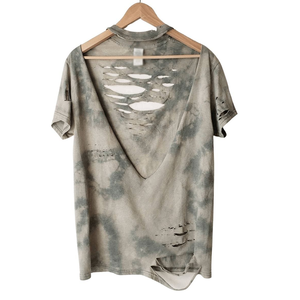 เสื้อยืดมีรูขาดๆของผู้ชายเสื้อคอตตอน100% ดีไซน์ยอดนิยม - Product Image 4