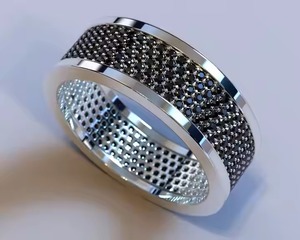 Anillo DE BODA único de oro blanco de 14 quilates para hombre, anillo de eternidad enjoyado con brillo de diamante negro para anillos finos de aniversario Vermeil - Product Image 2