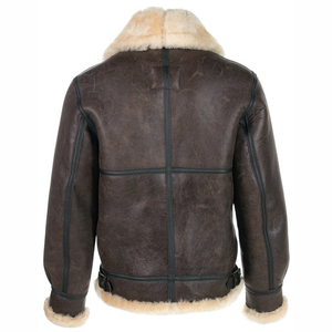 Chaqueta Bomber de Alta Calidad para Hombre, Chaqueta de Cuero Genuino de Piel de Oveja, Chaqueta de Cuero de Invierno - Product Image 5