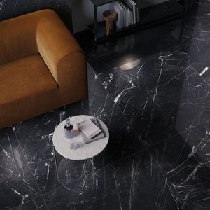 Azulejo de mármol negro moderno con vetas blancas, superficie pulida para pared y suelo de sala de estar - Product Image 2