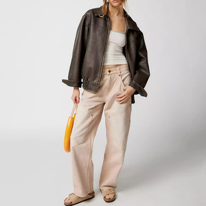 Pantalones Vaqueros de Talla Grande para Mujer, Cómodos, Estilo Cargo, con Múltiples Bolsillos, de Mezclilla de Algodón, Pantalones Largos para Damas, OEM - Product Image 3