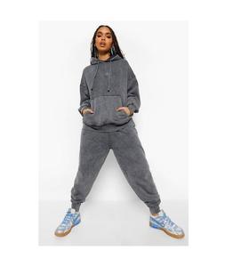 Nouveau style Logo personnalisé femmes décontracté solide longueur régulière hiver à manches longues polaire à capuche survêtement empilé pantalon - Product Image 4