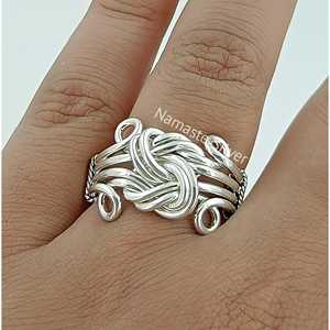 Anillo de Nudo Celta Hecho a Mano en Plata de Ley 925, Estilo Étnico, Nudo de Amor Infinito, Elegante Joyería Fina, Regalo para Ella - Product Image 2