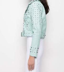 Chaqueta de cuero de Invierno para mujer de talla XL patrón sólido de alta calidad transpirable cremallera de moda suministro al por mayor de punto - Product Image 4