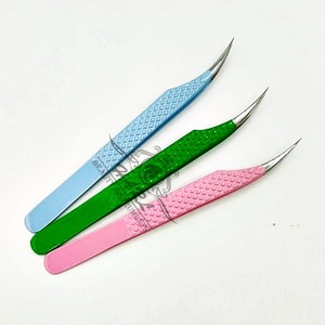 Pince d'isolation personnalisable en acier inoxydable pour cils et sourcils avec embouts droits Pince à cils colorée pour les salons de beauté - Product Image 1