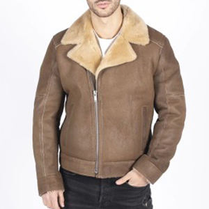 Blouson d'aviateur en cuir de mouton fait sur mesure pour hommes Design tendance avec coupe-vent et logo personnalisé - Product Image 1