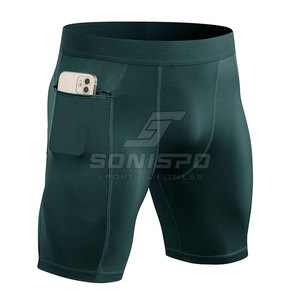 Made in Pakistan High Quality Breathable Elastic Waist Solid Pattern Men's Gym Fitness <b>Compression</b> <b>Shorts</b> - Product Image 5
