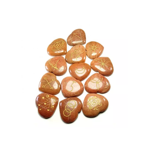 Haute qualité karuna rouge aventurine forme coeur pierre 13 pièces karuna ensemble naturel guérison cristal pierres précieuses Karuna ensemble en gros - Product Image 5