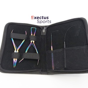 Rainbow Stainless Steel High Quality Hair Extension <b>Pliers</b> Tools Kit <b>Set</b> With Clips, Needle, Scissor and Tape in <b>plier</b> - Product Image 1