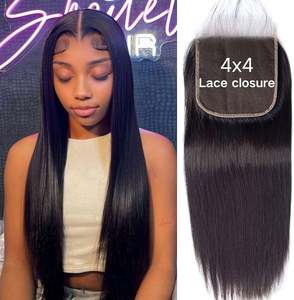 Vente en gros Transparent pour Swiss Lace Closure 4x4 Top Closure avec Curly Deep Wave Style Remy Grade Human Virgin Hair - Product Image 1