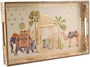 High Quality Wooden <b>Enamel</b> Serving <b>Tray</b> For Kitchen Dining Table Food Presentation - Product Image 3