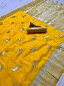 Fancy Wear High on Demand Saree en soie lourde de qualité supérieure à la mode avec chemisier avec fabricant de travaux de tissage d'Inde - Product Image 2