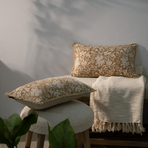 Funda de cojín con estampado de bloques Premium, diseño Floral bohemio, hecha a mano, algodón ecológico, funda de almohada estampada a mano, 12x20 - Product Image 2