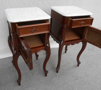 Mesita de noche tradicional antigua, mesita de noche pequeña de madera con tapa de mármol para muebles para el hogar, juego de dormitorio para apartamento y Hotel