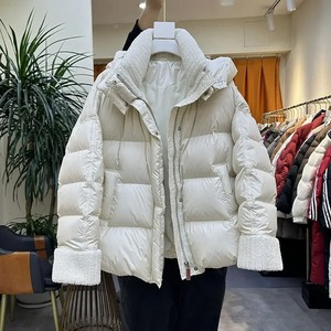 Women's Trendy Korean Style Winter Coat White Duck Down Breathable Puffer <b>Jacket</b> Solid Pattern Outerwear Printed Nylon <b>Lining</b> - Product Image 2