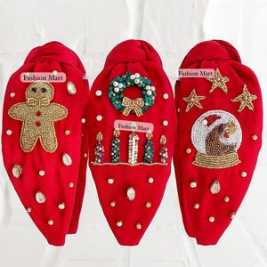 Vente en gros de bandeaux de Noël en perles faits à la main-Père Noël renne, bonhomme de neige, boîte-cadeau et accessoires de cheveux d'ornement de vacances - Product Image 1