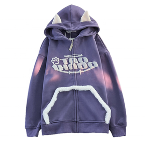 Sudadera con capucha y cremallera completa unisex pesada de gran tamaño para hombre, Sudadera con capucha lisa con estampado de felpa francesa personalizada con estampado de fábrica - Product Image 5