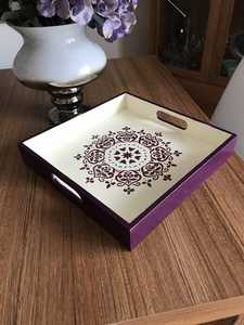 Plateau de service rectangulaire en bois de bambou avec poignées pour table basse, cuisine, maison, organisateur de nourriture et de boissons, planche en bois - Product Image 6