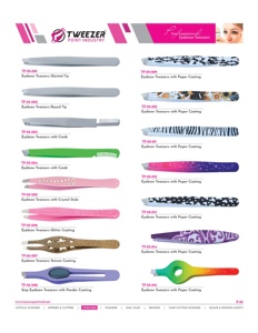 Pinzas antiestáticas de acero inoxidable personalizadas para cejas, pinzas para cejas inclinadas coloridas, Etiqueta Privada - Product Image 6