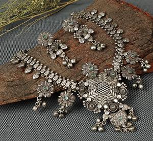 Ensemble de bijoux pour femme en argent antique oxydé pour cadeau de mariage pour elle - Product Image 3