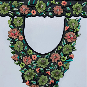 Patchs de marques durables écologiques à col brodé en coton biologique avec belle broderie - Product Image 1