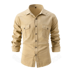 2025 Nueva camiseta informal de algodón con estilo de bolsillo para hombre, camisas Cargo de punto transpirables con etiqueta privada - Product Image 1