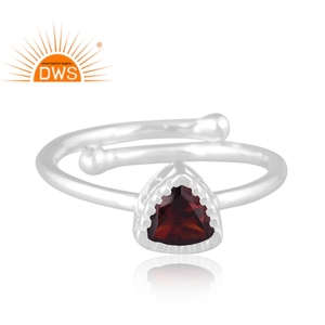 Nouvellement conception Fine en argent Sterling grenat naturel pierre précieuse bague réglable bijoux pour femmes cadeau pour elle - Product Image 2