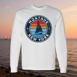 T-shirt a maniche lunghe vintage con barca a vela degli anni '70 di Montauk New York - Product Image 3