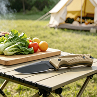 Couteau de survie tactique EDC à lame fixe en acier D2 avec revêtement en titane noir, lame pleine longueur, couteau de camping avec manche en G10