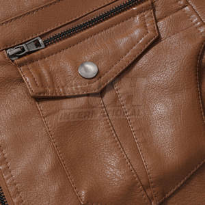 แจ็คเก็ตหนังผู้ชายแฟชั่นใหม่ขายดี ฤดูหนาว กันลม ระบายอากาศ โลโก้ด้านหน้าปรับแต่งได้ ผลิตในปากีสถาน - Product Image 4