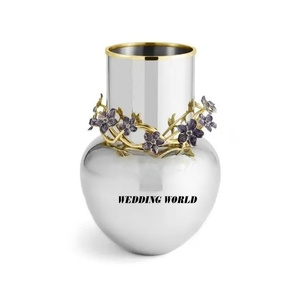 Vase à fleurs en métal décoratif, excellente qualité, fait à la main, porte-fleurs design, décoration de mariage, pot à fleurs en métal de luxe - Product Image 5