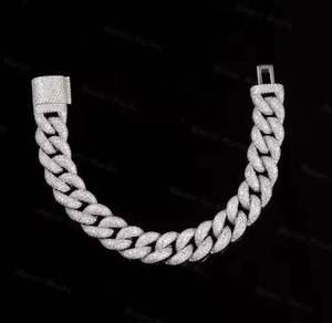 VVS Moissanite Pulsera de eslabones cubanos sólidos Todos los tamaños 15mm Colgantes finos y dijes Plata de Ley 925 - Product Image 2