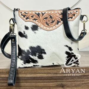 Bolso de Mano Mini Cruzado de Cuero Vacuno con Diseño Floral Vintage, Estilo Occidental, para Hombro o Muñeca, Venta al Por Mayor - Product Image 1