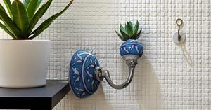 Handmade Blue Ceramic Modern Wall Hooks for <b>Bathrobe</b> Accessories Hotel & School Use Eco-Friendly Lightweight Luxury Gift - Product Image 5