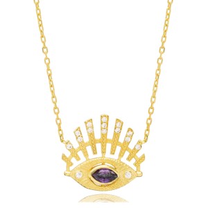 Delicado Collar con Colgante de Amatista Marquise, Joyería Turca Hecha a Mano en Plata de Ley 925 - Product Image 4